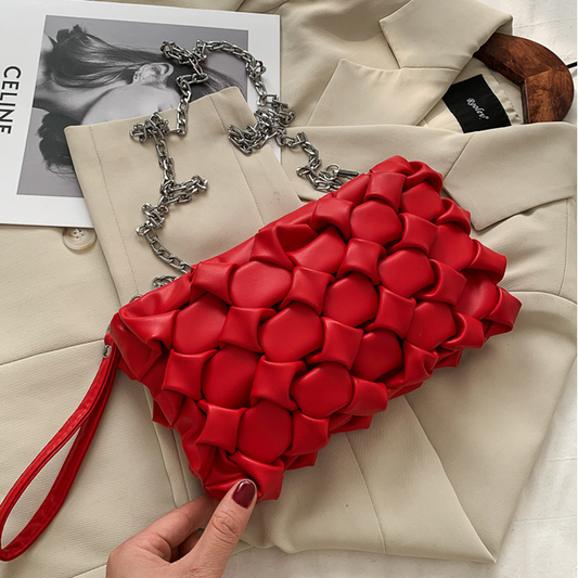 Women Knit Woven Multi-Pocket Mobile Phone Storage Shoulder Crossbody Bags