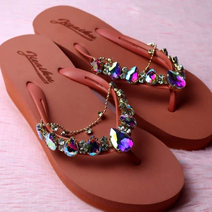 Rhinestone Slippers Girls Sandal Shoes Wedges Heels in Pakistan