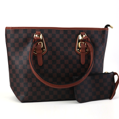Women Large Leather Tote Shoulder Bag Wallet Set