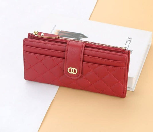 Women’s Wallet Leather Clutch Bag Multi-card Position Zipper Bag Long Wallet Hand Purse