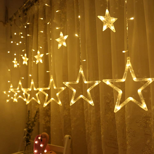 Moon Star LED Decoration Lights 138 LED Fairy Curtain String Lights Decoration for Christmas, Wedding, Home and Party