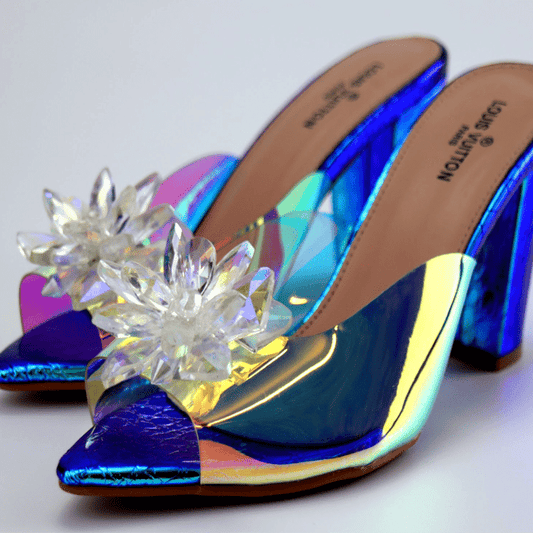 Louis Vuitton Transparent Hologram Diamond Buckle High Heels for Women
