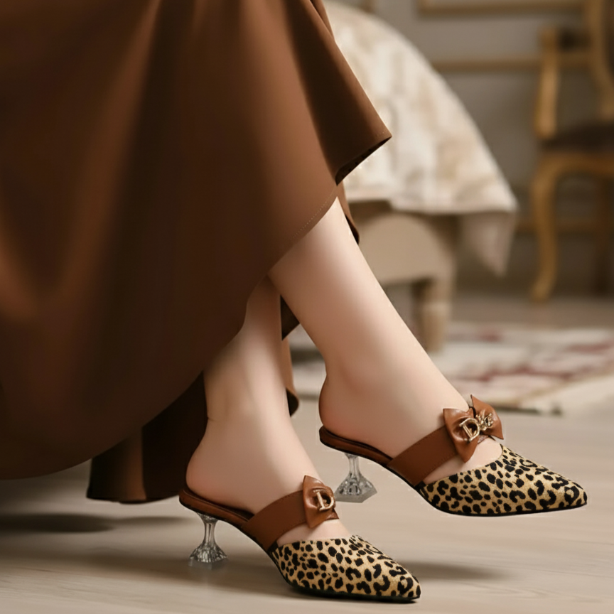 CD Bow Heel Pattern Pumps Court Shoes D-1026