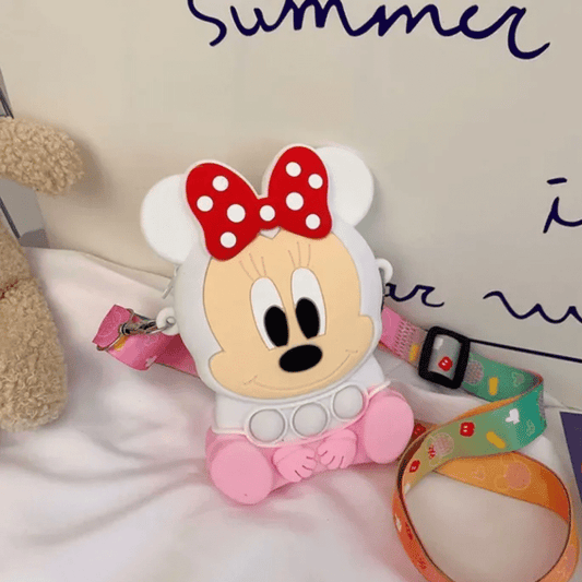 Minnie Mickey Mouse Disney Cartoon Silica Gel Kids Popit Fidget Shoulder Bag