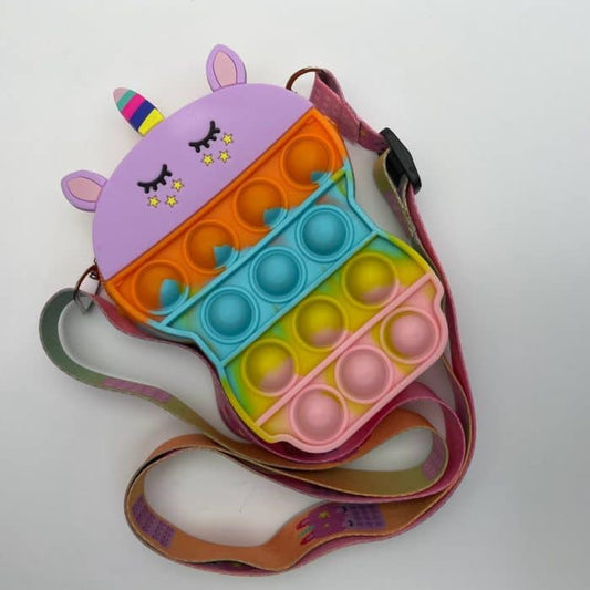 Unicorn Pop it Sling Bags – Squeezy Silicone Unicorn Bubble Pop Wallet