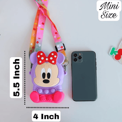 Minnie Mickey Mouse Disney Cartoon Silica Gel Kids Popit Fidget Shoulder Bag