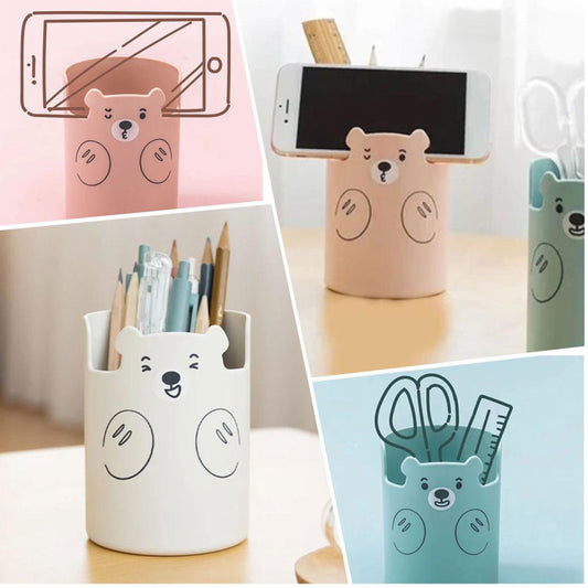 Cute Bear Design Mobile Stand Stationary Pen Holder