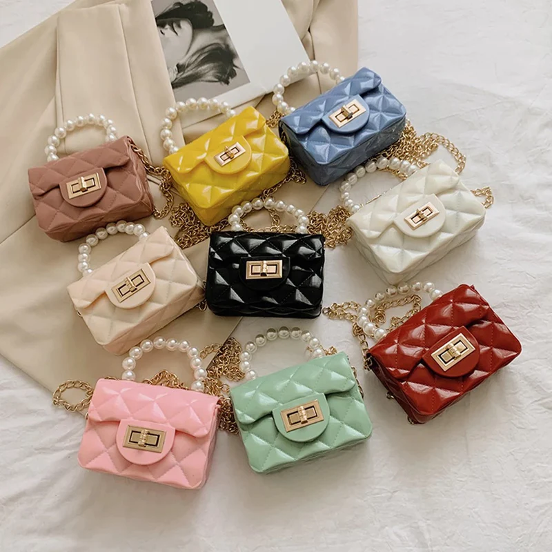 Pearl Handle Mini Jelly Bag Quilted Handbags