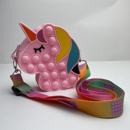 Clearance Sale! Adorable Unicorn Pop It Messenger Bag for Kids - Sensory Toy & Bubble Fidget Fun!