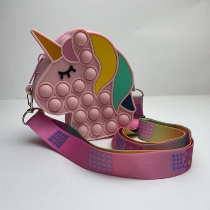 Clearance Sale! Adorable Unicorn Pop It Messenger Bag for Kids - Sensory Toy & Bubble Fidget Fun!