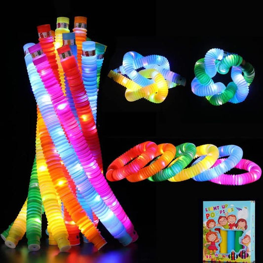 Pop Tube Fidget Toys – Light Up Pop Tube Sensory Toys for Kids and Adults