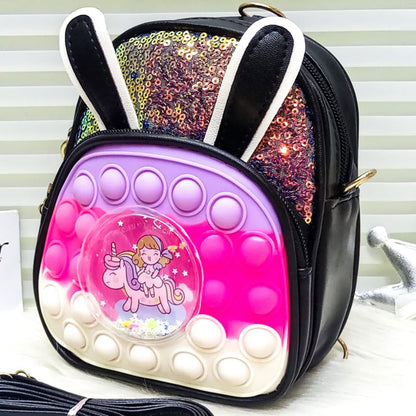 Unicorn Push Popit Rainbow Sequin Mini Backpack, Shoulder Bag Crossbody Bag For Kids, Girls