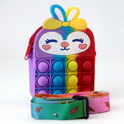 Children’s Silicone Bunny Pop it Bag – Coin Purse Cartoon Kids Single-Shoulder Bag