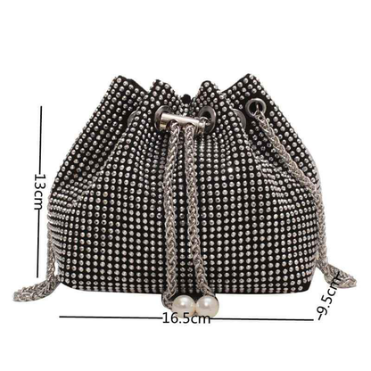 Big Rhinestone Glamorous Black Series Bucket Potli Bag