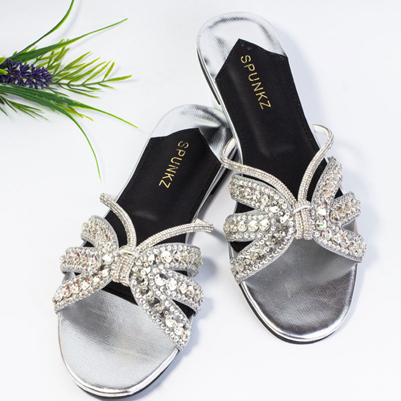 Bling Crystal Rhinestones Straps Ladies Fancy Slide Slipper