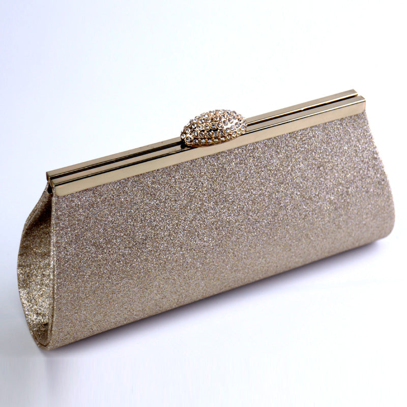 Gold leather outlet evening bag