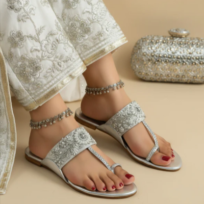 Handcrafted Kolhapuri Braided T-Strap Flat Sandals