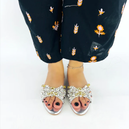 Glamour Golden Stone-Embellished Flats