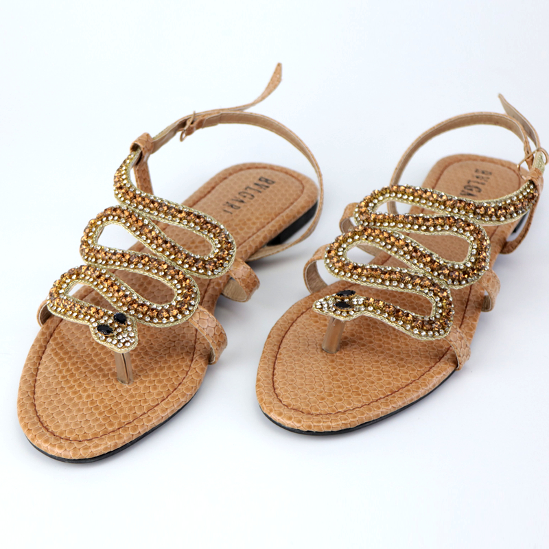 Bvlgari Flats Snake Pattern Diamond Women Sandals