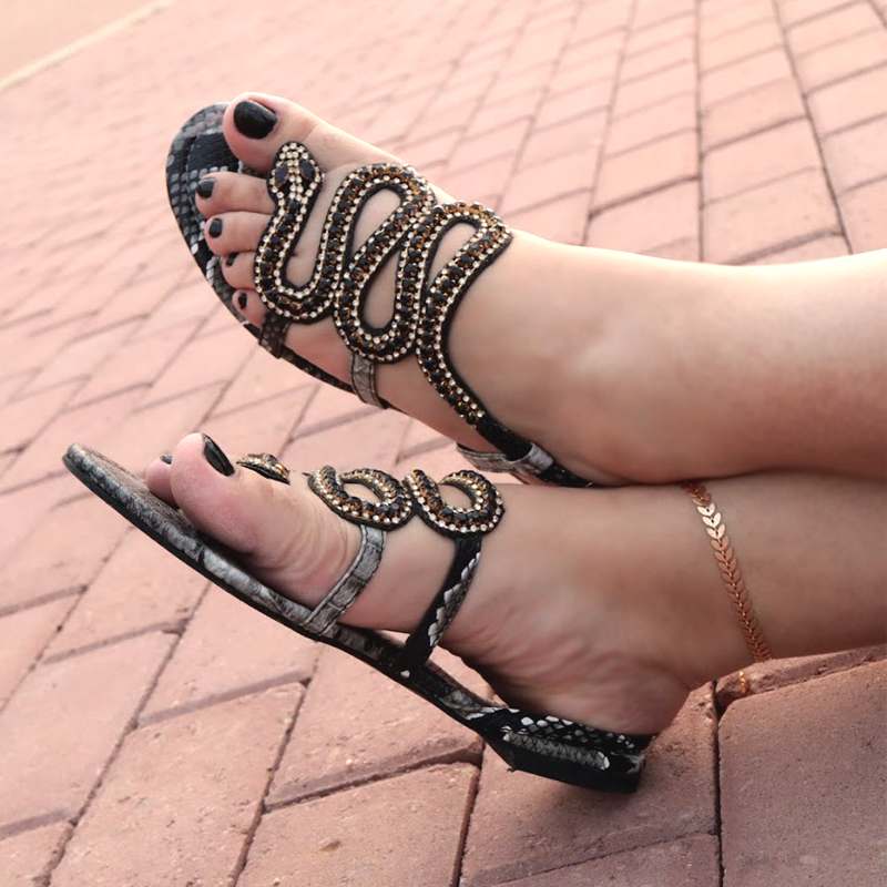Bvlgari Flats Snake Pattern Diamond Women Sandals