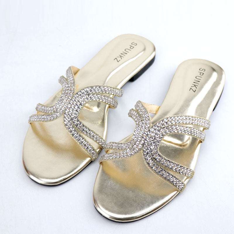 Silver Stones Strap Ladies Flat Slipper Online in Pakistan Spunky Mart