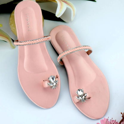 Spunkz Open Toe Flats Bee Embellishment Kolhapuri Style Sandal