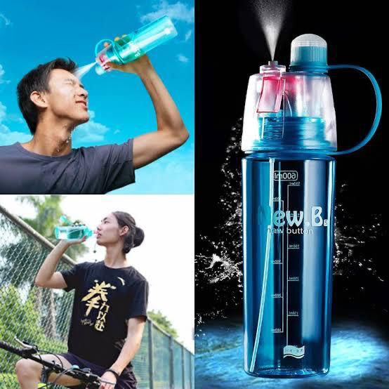 Water Bottle Mist Spray - Unbreakable Water Bottle Portable Sports Bottle Plastic Cup