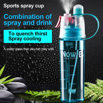 Water Bottle Mist Spray - Unbreakable Water Bottle Portable Sports Bottle Plastic Cup