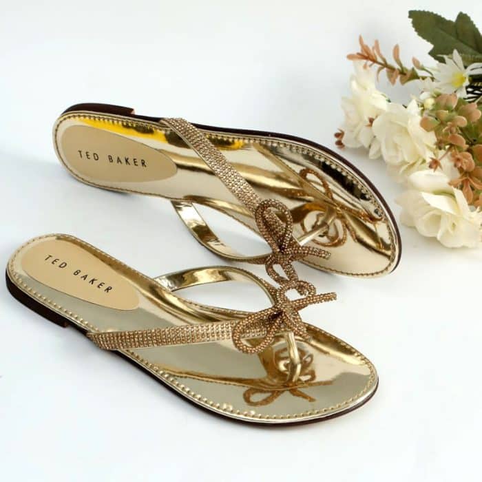 Ted Baker | Shoes | Ted Baker Rose Gold Slippers With Velvet Bow | Poshmark