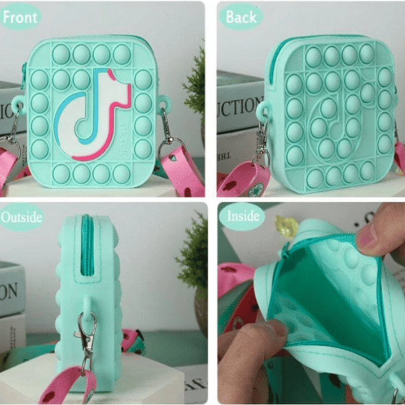 Pop-it TikTok Shoulder Bag – Autism Relief TikTok Logo Messenger Bag Pop It Toy For Girls