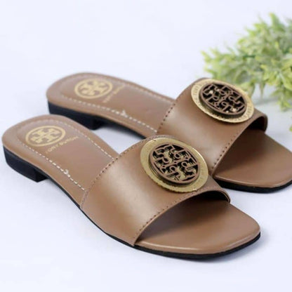 Women Sandals Slides, Round Buckle Casual Sandal Flat Open Toe Slides- 1010