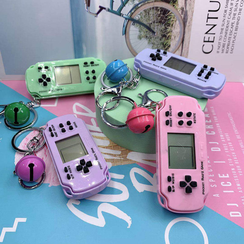 Classic Retro Brick Game Keychains Electronic Game with Hanging Chain for Birthday Gifts