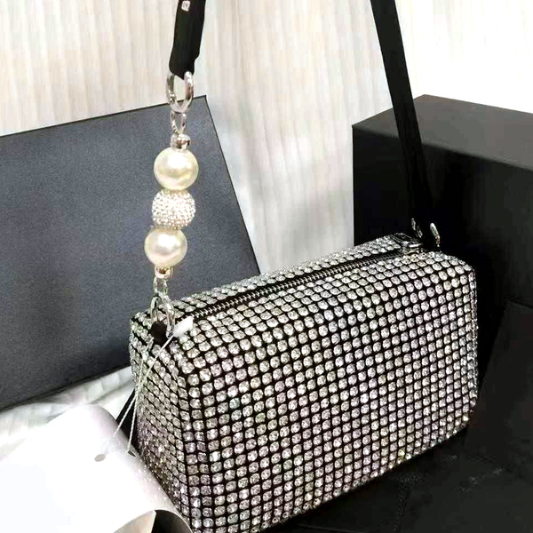 Alexander Wang Heiress Pouch Crystal Mesh Leather Rhinestones Handbag Spunky Mart