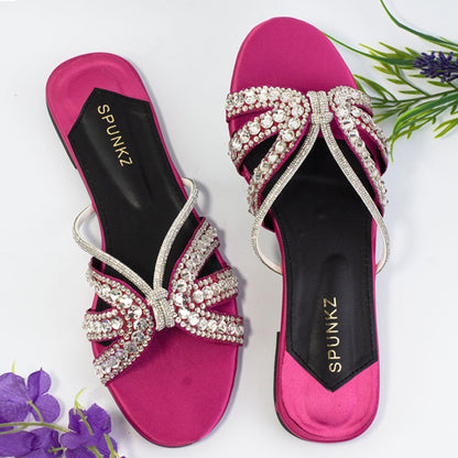 Bling Crystal Rhinestones Straps Ladies Fancy Slide Slipper