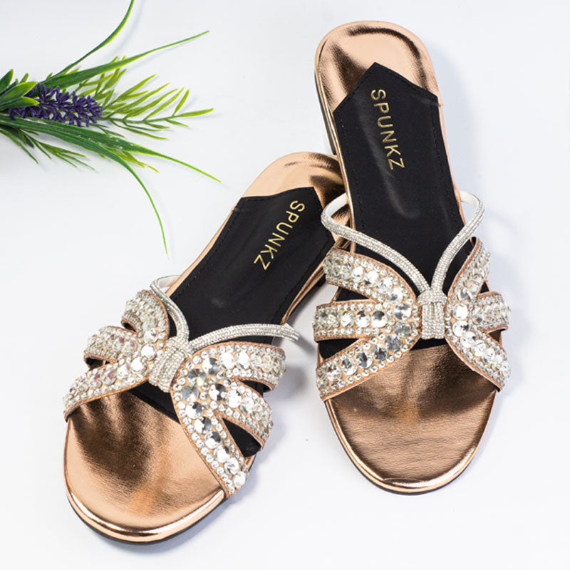 Bling Crystal Rhinestones Straps Ladies Fancy Slide Slipper