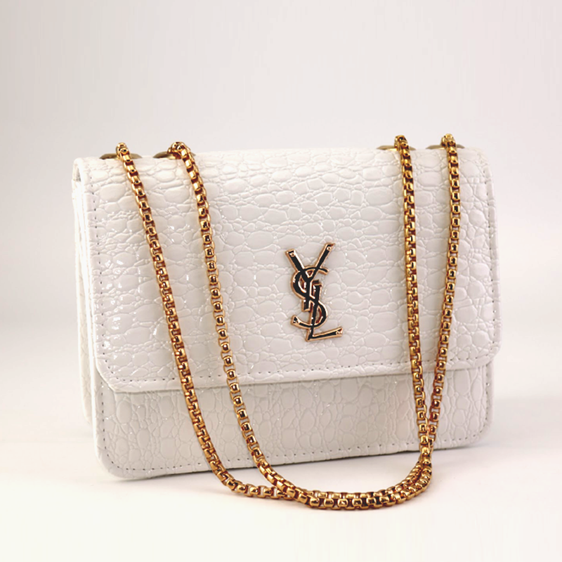 SL Crocodile Flap Open Leather Chain Shoulder Bag