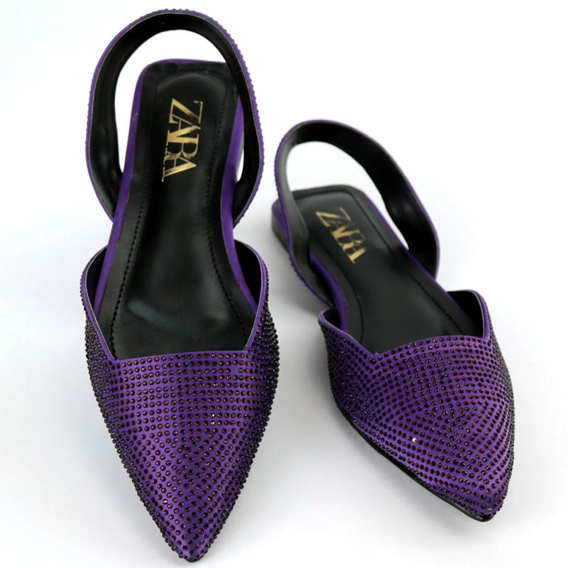 Women's Crystal Embellished Pointed Toe Gorgeous Flat Shoes-1015