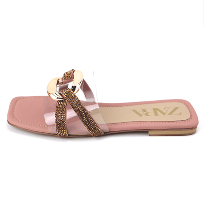 Sandals Clear Straps Gold Buckle Women Fancy Slippers