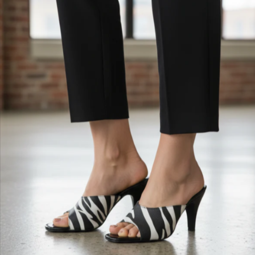 Zebra Heels - Women Chunky Heeled Leather Sandal