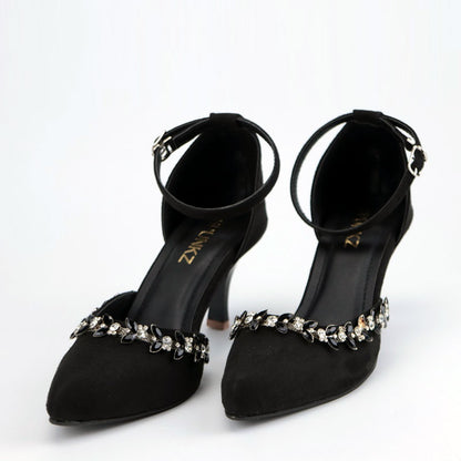 Marquise Rhinestones Pointed Toe Ankle Strap Heel Shoes