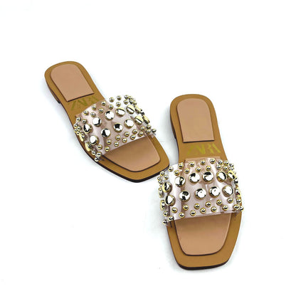 Studed Clear Strap Transparent Flat Sandal