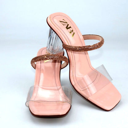 Crystal Rhinestone Strap Transparent High Heels