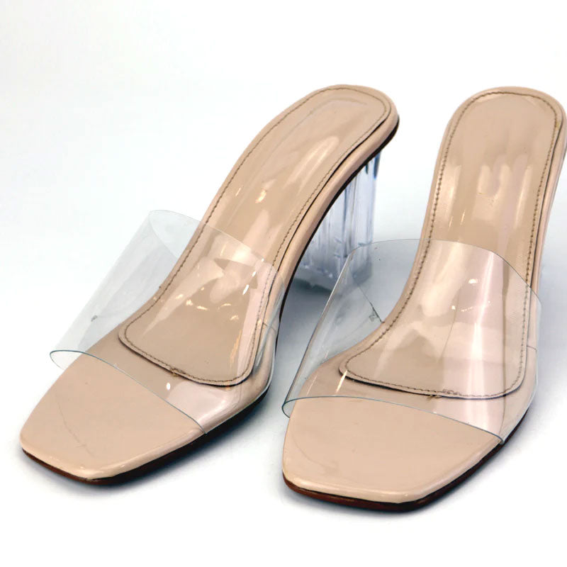 Transparent Crystal Glass Thick Heels #10408 #22