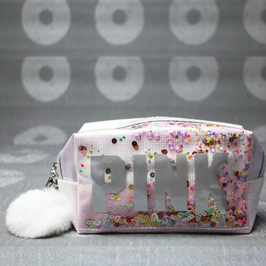 Portable Makeup Bag Pouch, Waterproof Confetti Cosmetic Bags, Zipper Pouch with Handle Strap