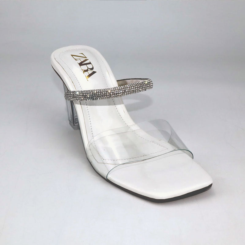 Crystal Rhinestone Strap Transparent High Heels