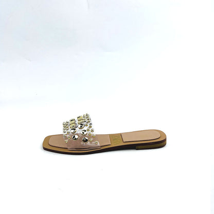 Studed Clear Strap Transparent Flat Sandal