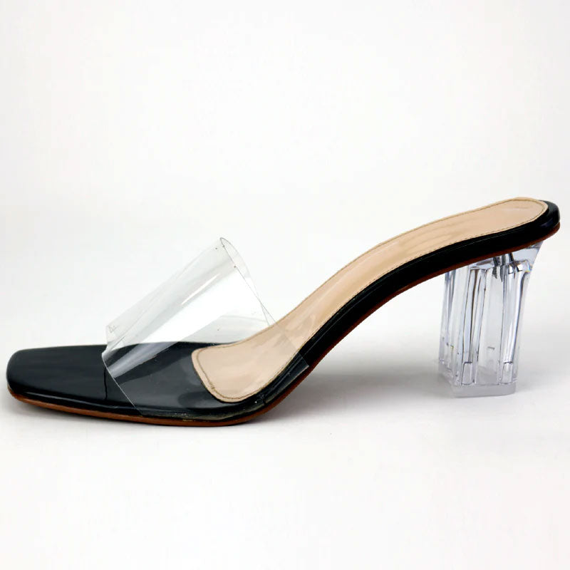 Transparent Crystal Glass Thick Heels #10408 #22