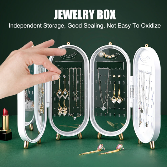 Foldable Jewelry Storage Box with Mirror