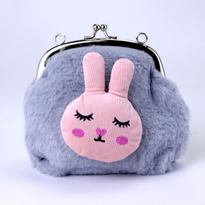 Playful Pink Bunny Purse Soft Plush Chain Shoulder Bag