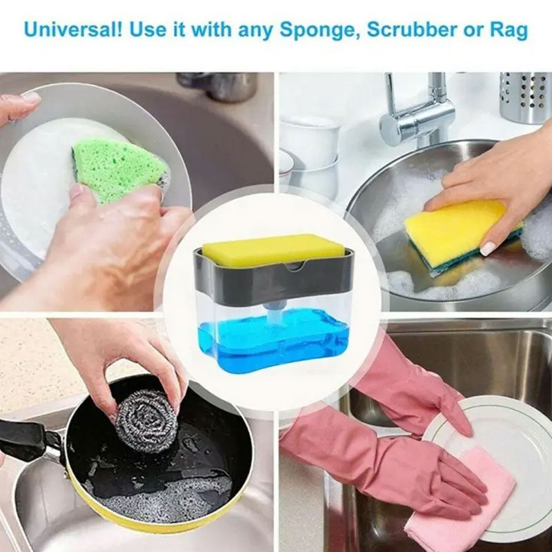 Soap Dispenser with Sponge Holder for Kitchen Sink